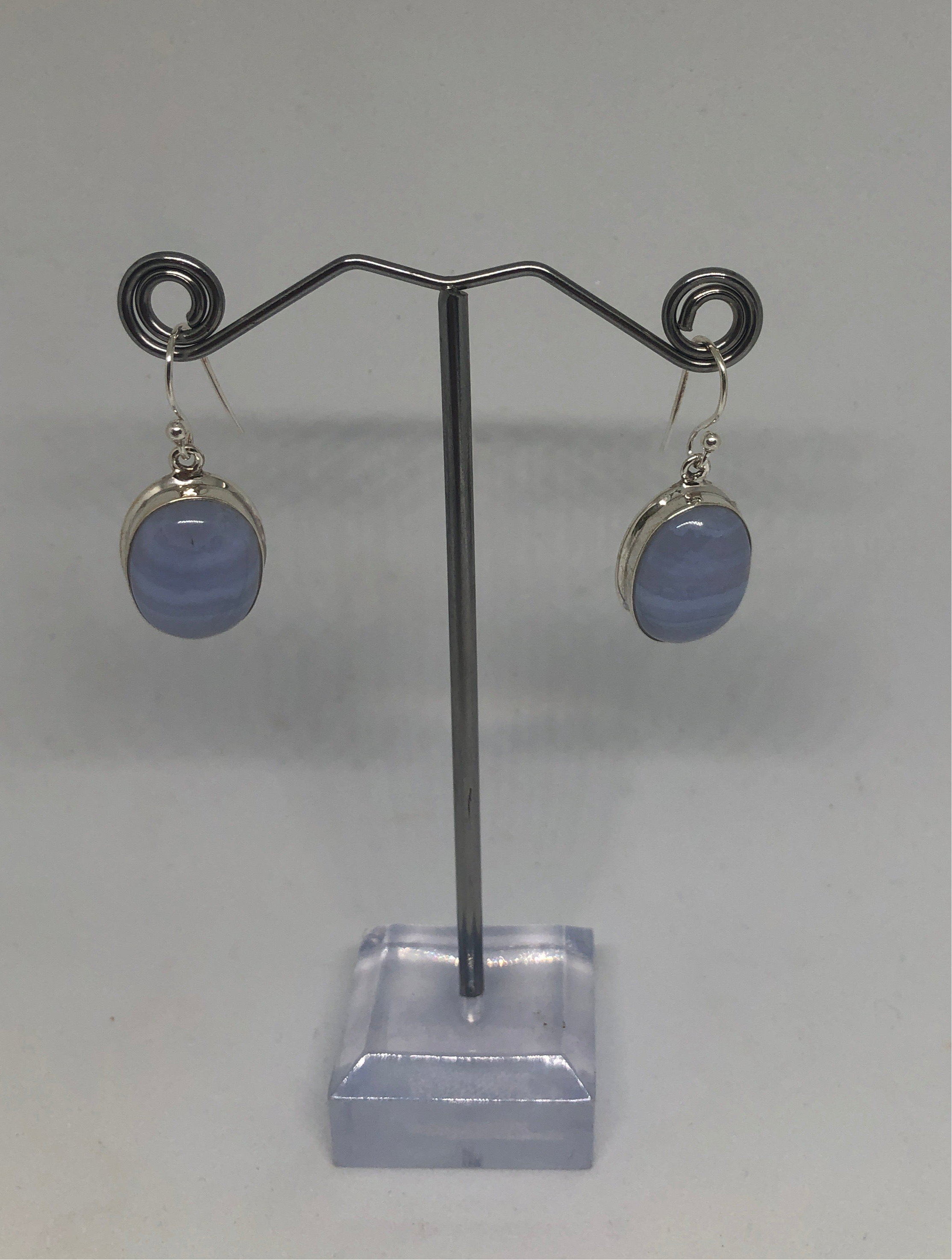 Blue Lace Agate Sterling Silver Earrings