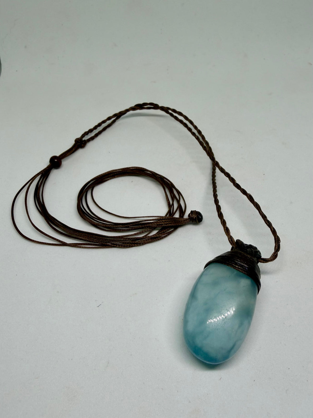 Aquamarine Leather Pendant
