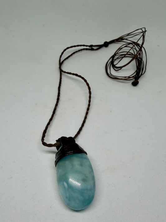 Aquamarine Leather Pendant