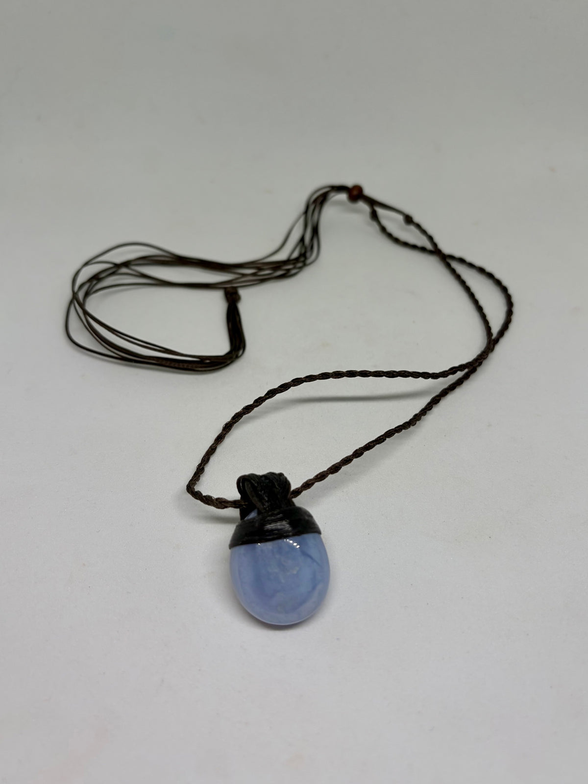 Blue Lace Agate Leather Pendant