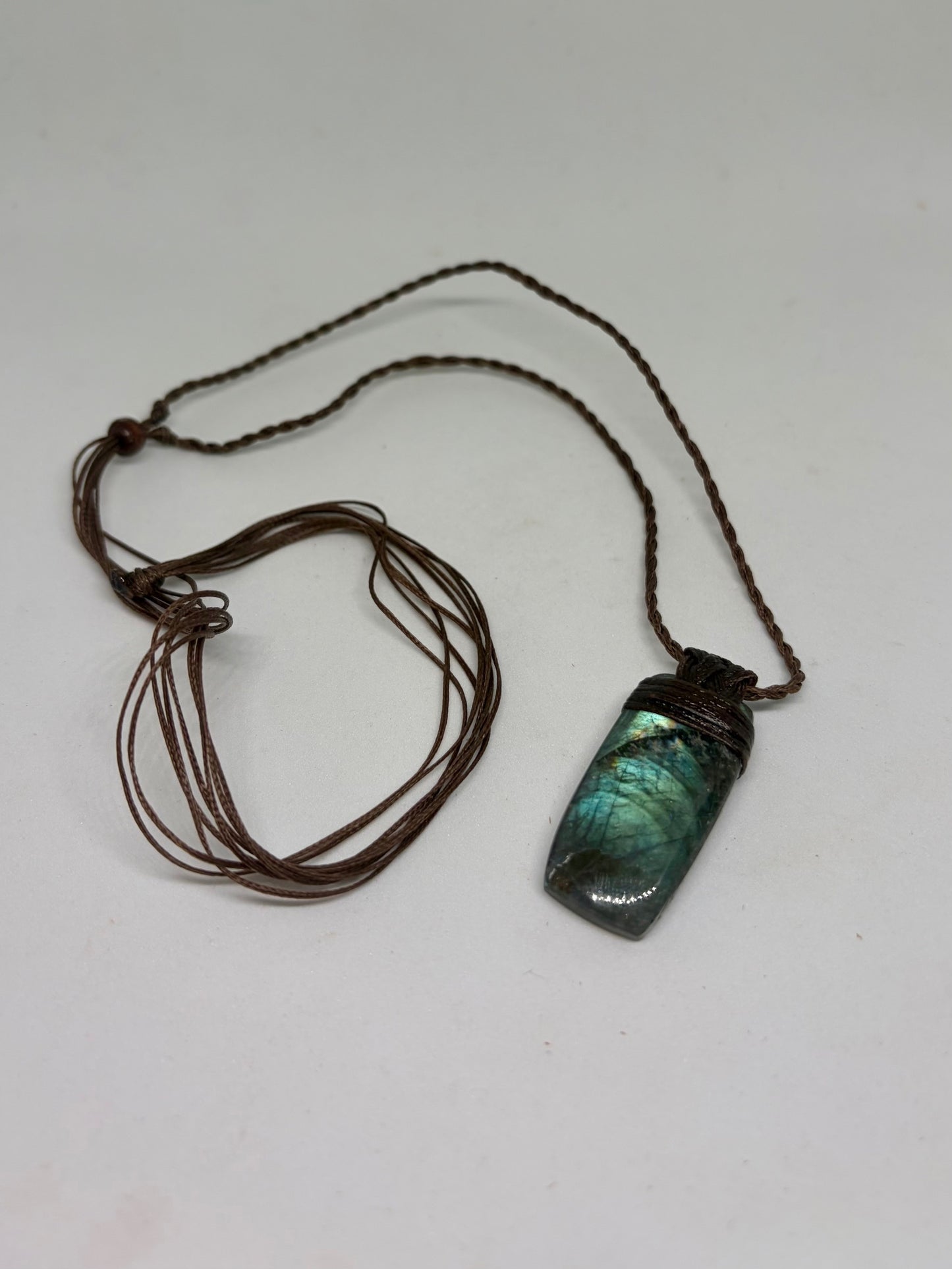 Labradorite Leather Pendant