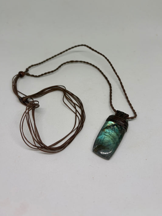 Labradorite Leather Pendant