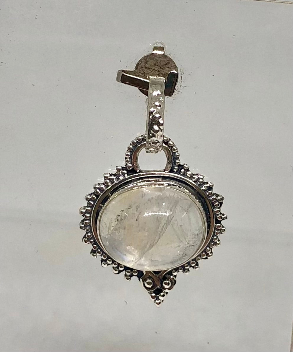 Rainbow Moonstone Sterling Silver Pendant