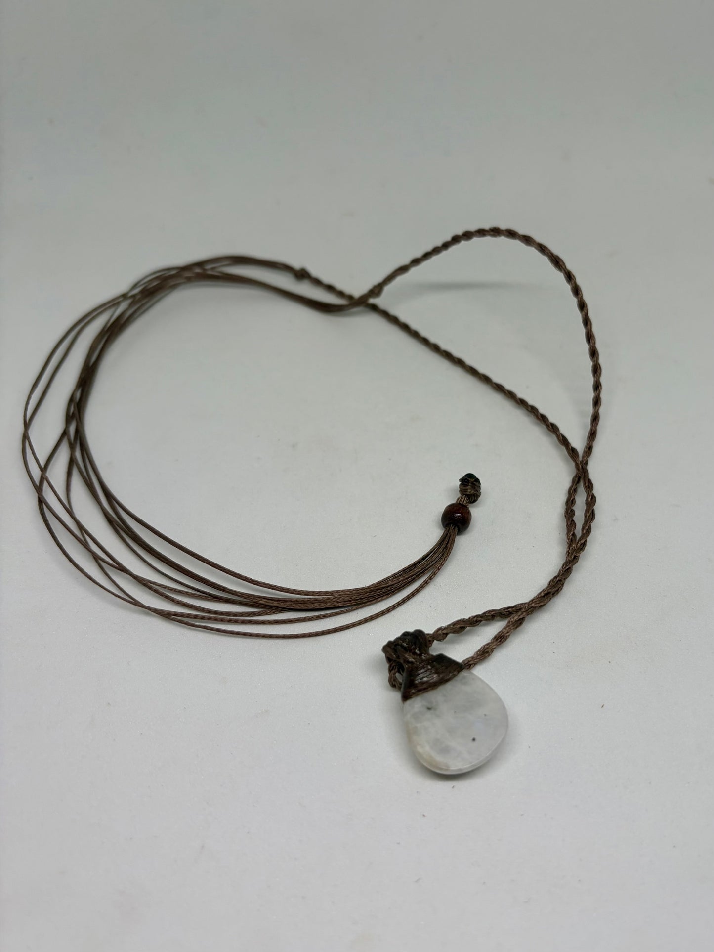 Rainbow Moonstone Leather Pendant