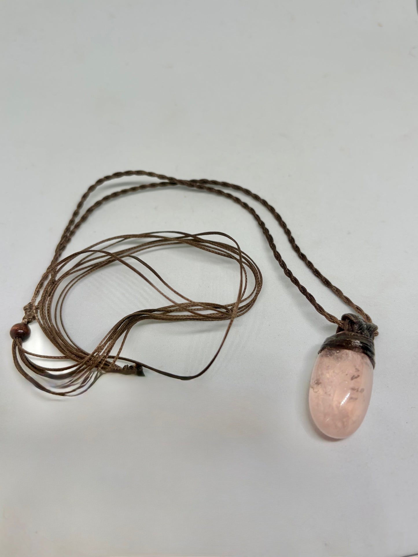 Rose Quartz Leather Pendant