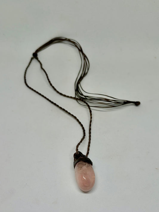 Rose Quartz Leather Pendant