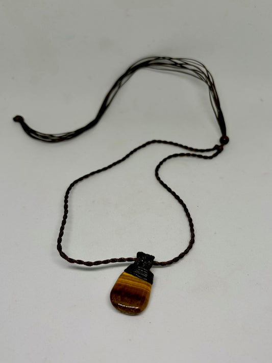 Tiger Eye Leather Pendant
