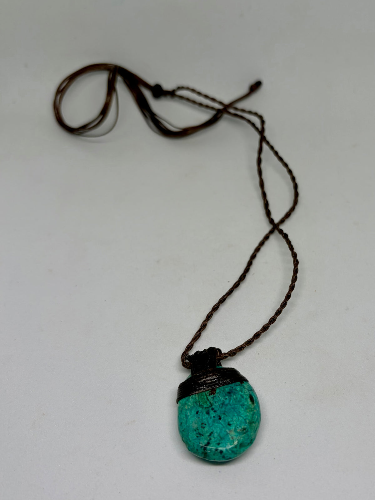Chrysocolla Leather Pendant