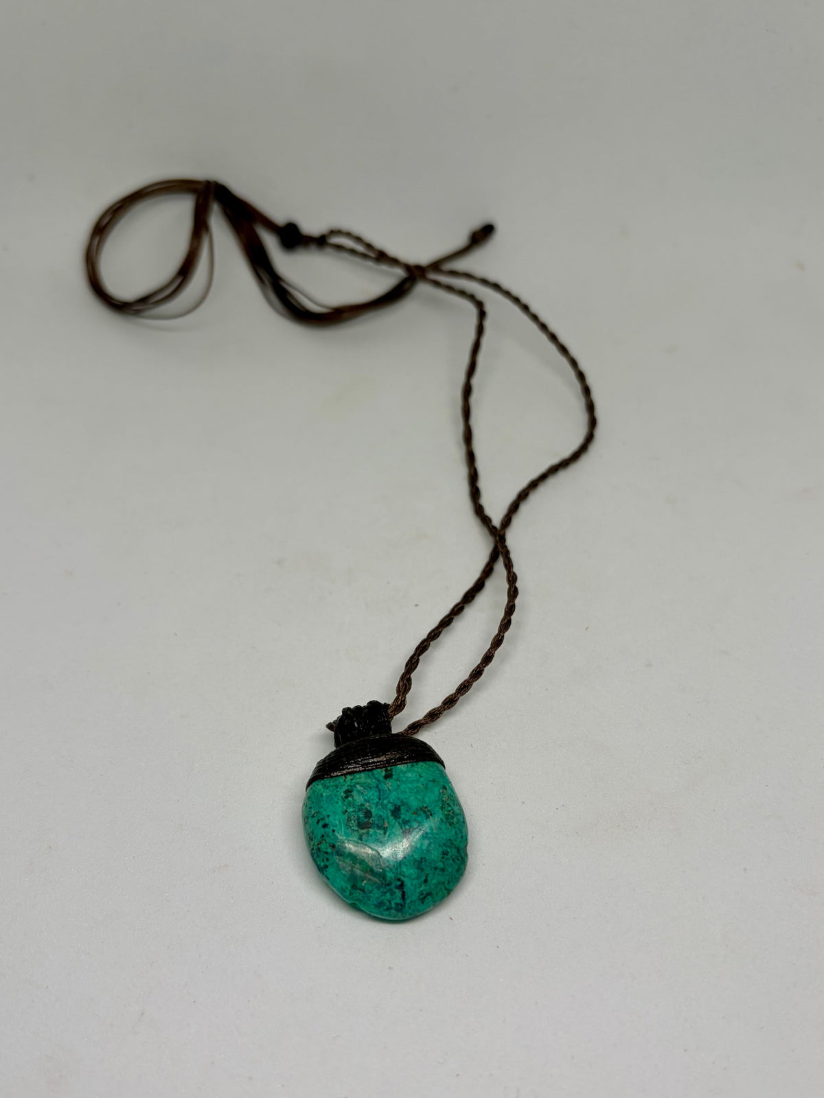 Chrysocolla Leather Pendant