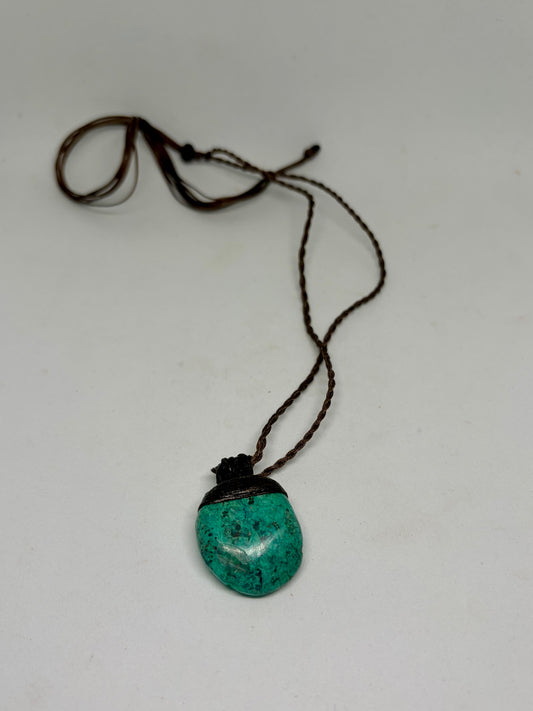 Chrysocolla Leather Pendant