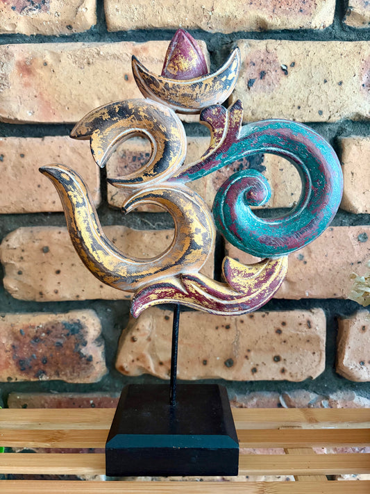 Wooden Om Symbol on Stand
