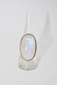 Rainbow Moonstone Sterling Silver Ring Oval