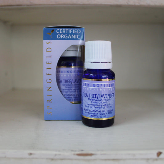 Springfields Certified Organic Tea Tree/Lavender 11ml Pure Essential Oil