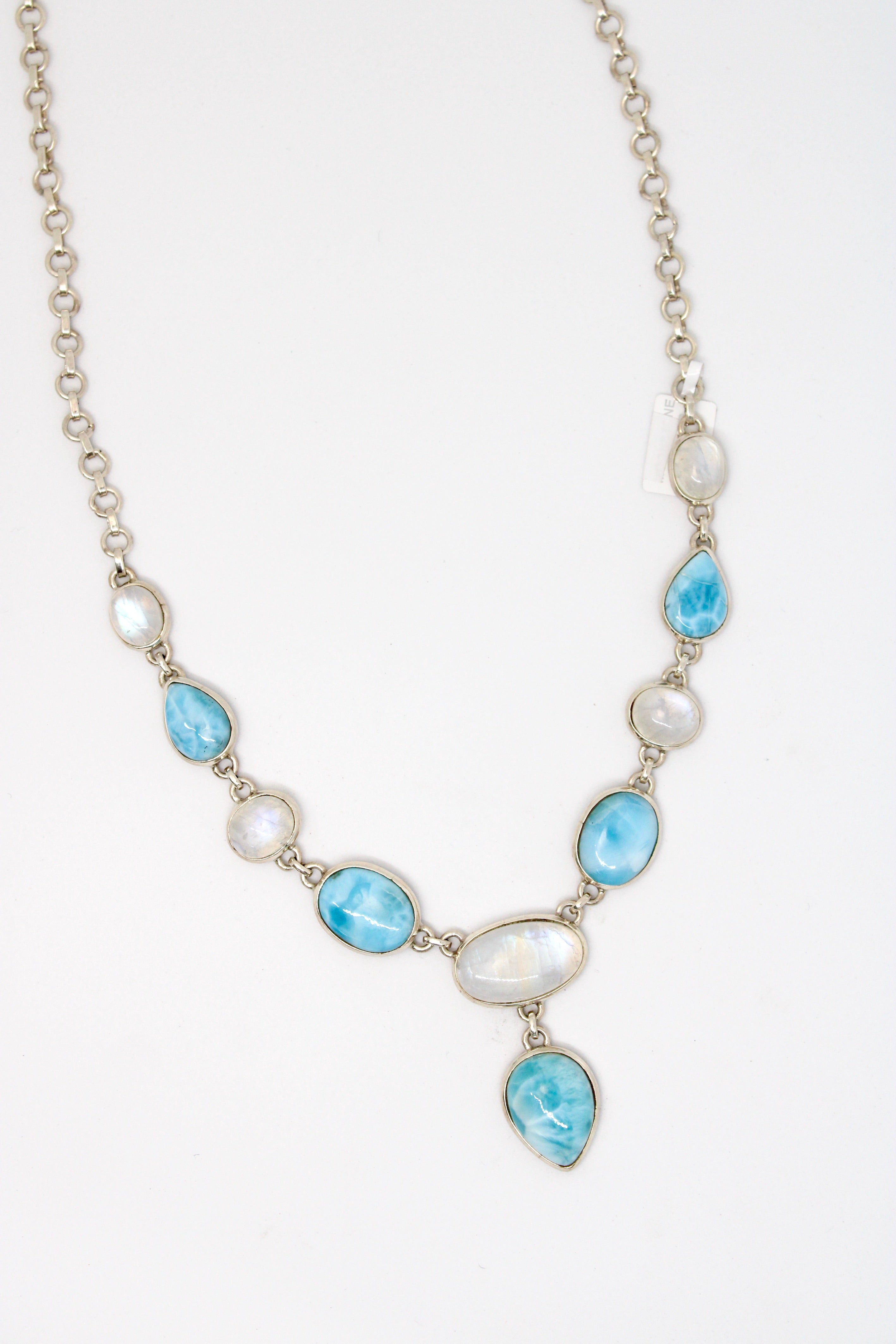 Larimar and Rainbow Moonstone Sterling Silver Necklace