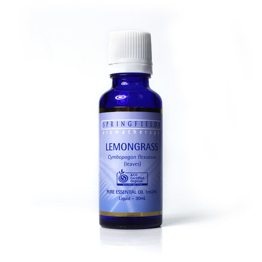 Springfields Certified Organic Lemongrass 30ml Pure Essential Oil